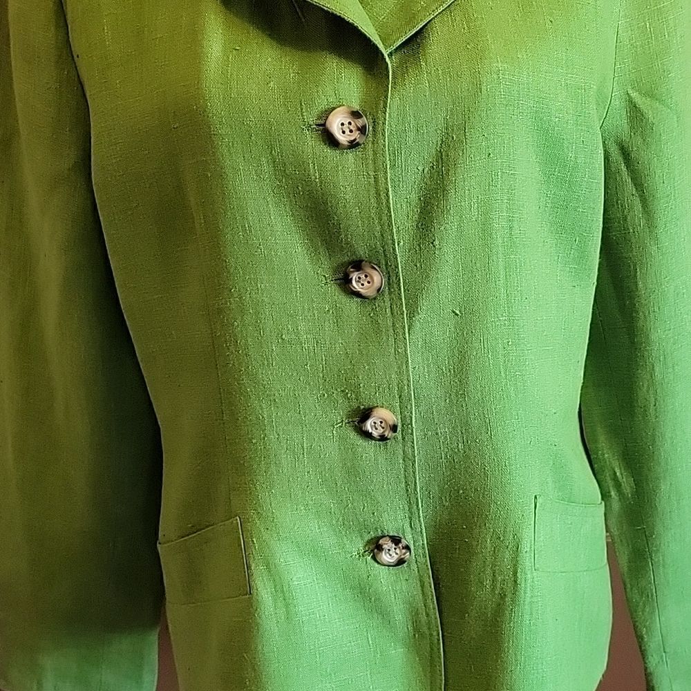 Harve Bernard- Linen Green Jacket With Collar and Buttons Down Front. 14. NWT - Picture 3 of 9
